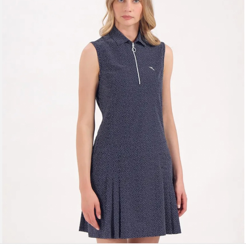 Chervo Jully S/L Polo Dress – Navy Print