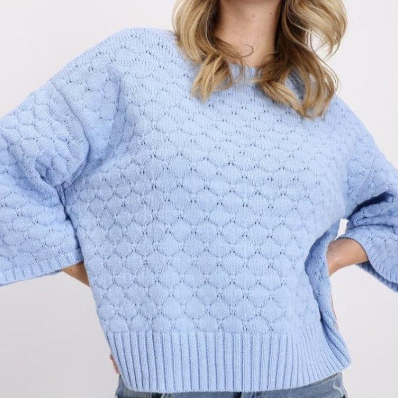 Monari 3/4 Sleeve Sweater – Blue