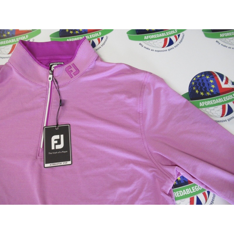 Footjoy Eu Multistripe Chill Out 1/2 Zip Pullover Mulberry/White UK Size Medium