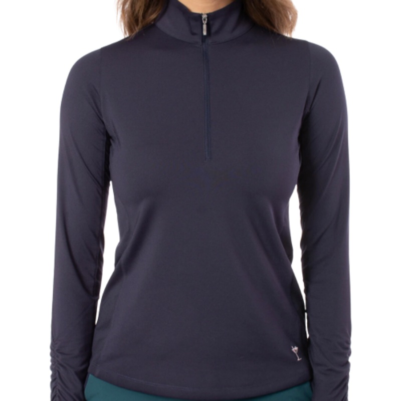 Golftini L/S Zip Mock Stretch Top – Navy