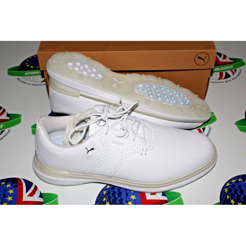 Puma Avant Leather Waterproof Golf Shoes White/Ash/Gray UK Size 7.5