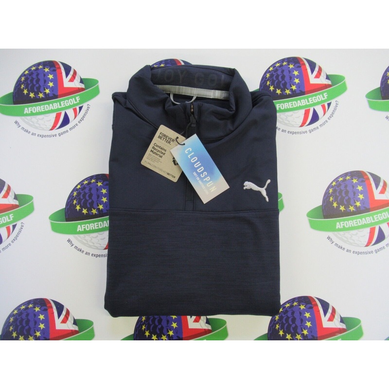 Puma Cloud Spun Colour Block 1/4 Zip Pullover Navy Blazer Heather Size XL