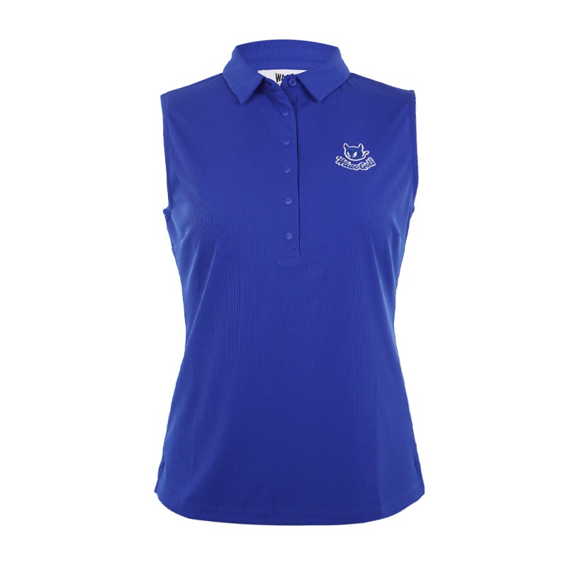 WAAC Korea Ribbed Women’s Sleeveless Polo (Blue)