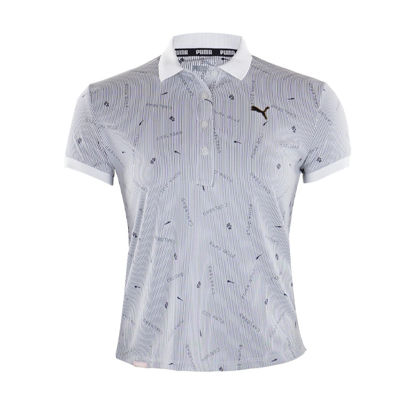 PUMA Women’s Striped Polo (Bright White)