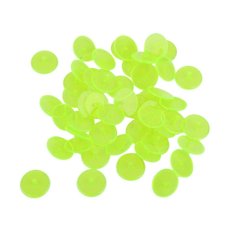 50Pcs Plastic Round Transparent Golf Ball Markers Yellow Green