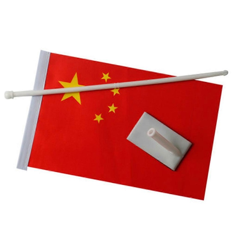 Chinese National Flag Seal Small Red Flags Waterproof Adhesive 30x21cm Rectangle Mini for Party Classroom Garden 5Set