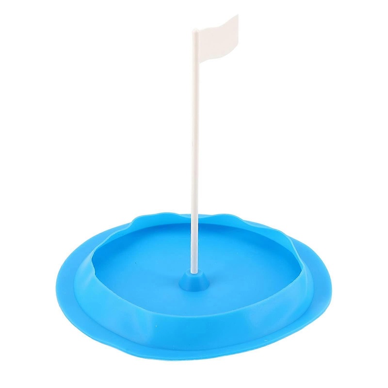 Golf Putting Hole Cup, Silicone Golf Cup Cover, Waterproof Golf Hole Putting Green Cup Cover with Flag for Practice Putting Indoors & Outdoors(Blue)