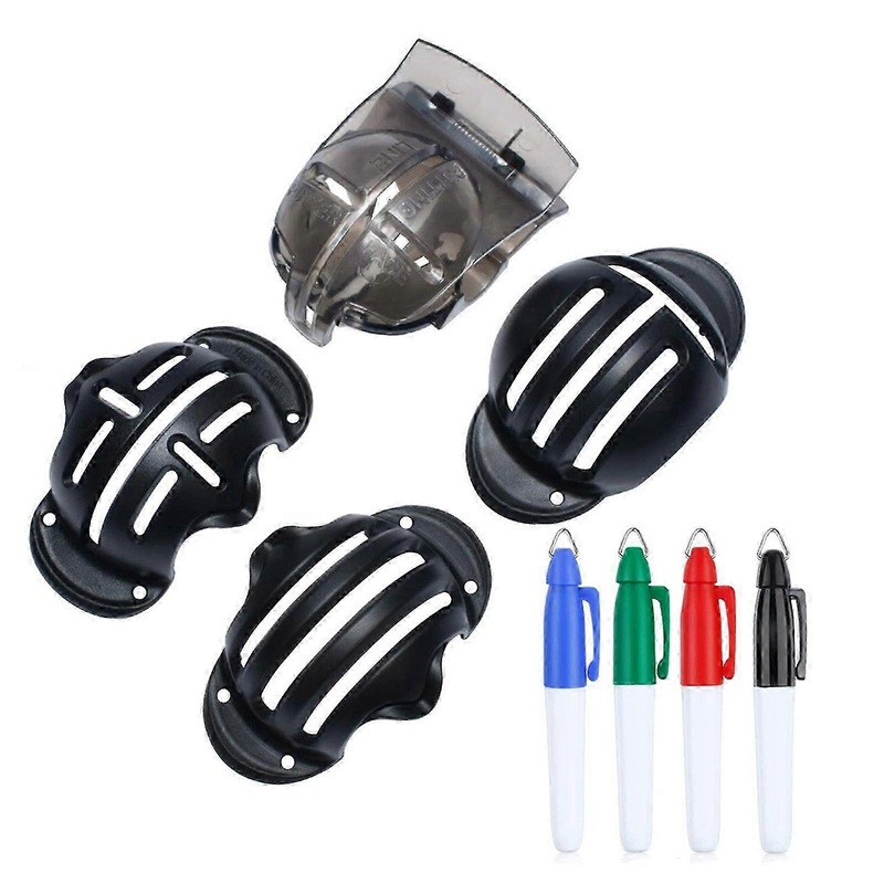 4 PCS Golf Ball Line Template Alignment Marker Kit for Clamp Marking Accessories with 4 Marker Pens Spring Putter Ball