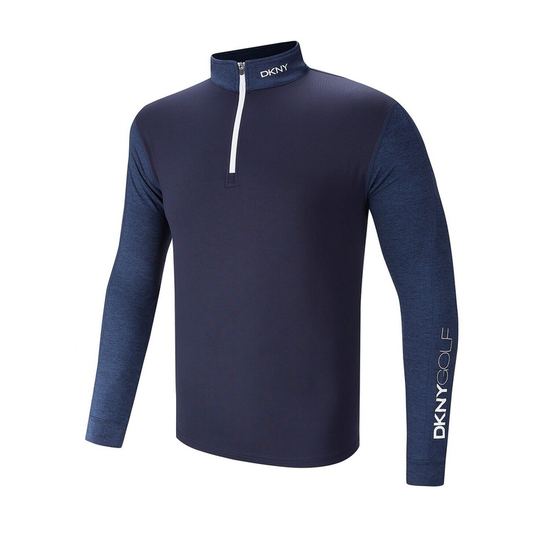 Dkny Golf 1/4 Zip Midlayer Navy Marl UK Size XL