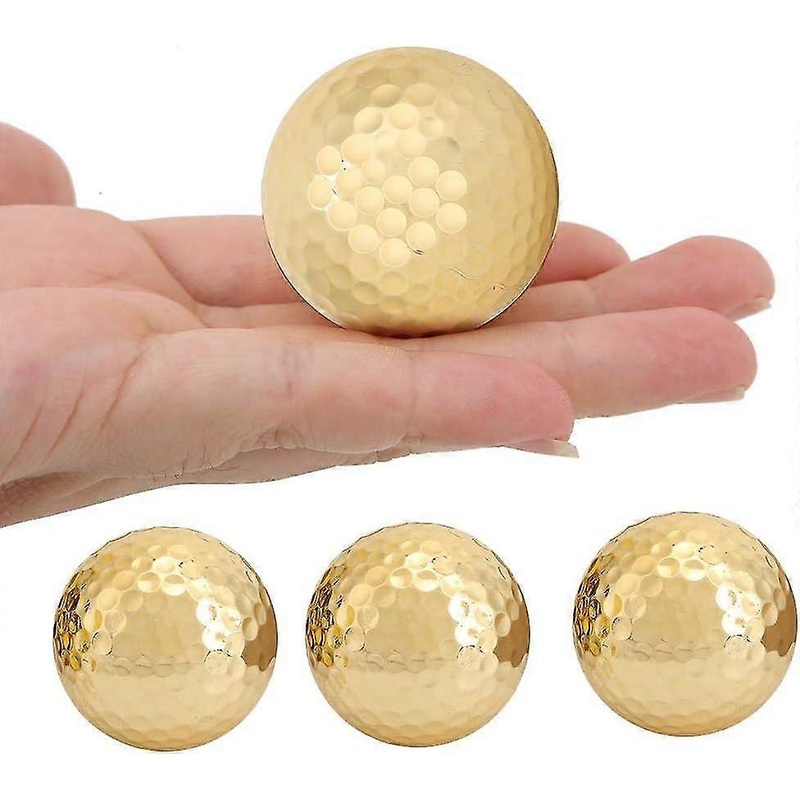 Health Gear Practice Golf Balls Golden Plating Golf Ball 4pcs, Double Layer Wear Resistance Golf Ball For Practice Present Decoration And Actual Play