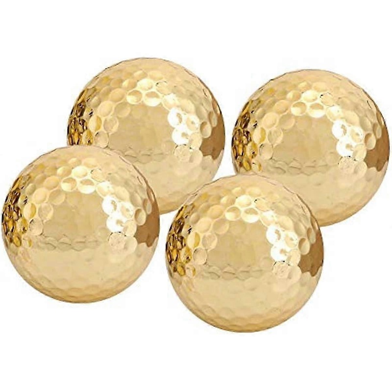 Keenso 4 pieces Portable Golden Practicing Golf Balls Lightweight Gold Plating Golf Ball Accessory