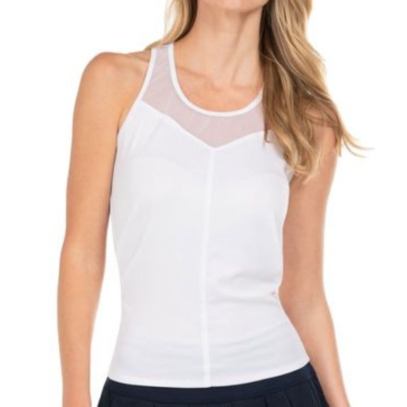 Lucky In Love Rib Tie Back Tank – White