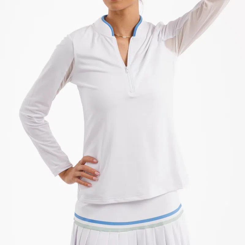 Smith & Quinn Carey Zip Pullover – White/Hydrangea