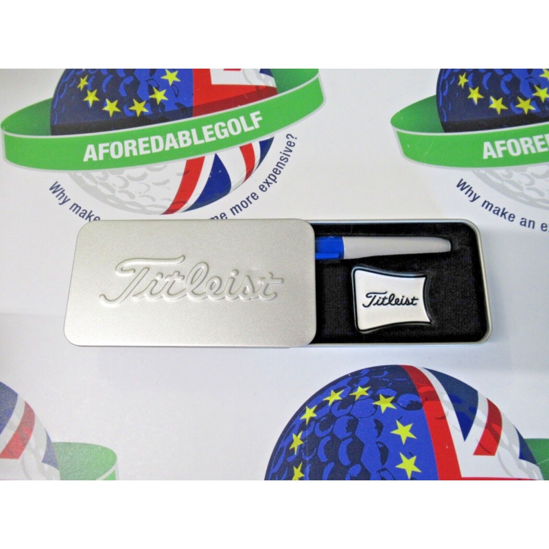 Titleist Alignment Ball Marker And Blue Sharpie In Presentation Tin