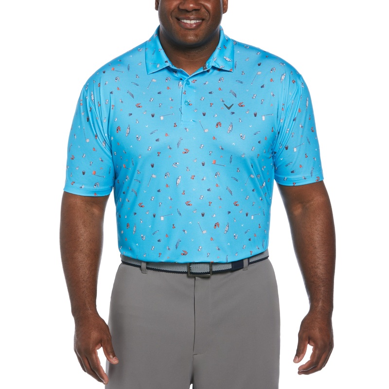 Big & Tall Short Sleeve All Over Tee Time Print Polo