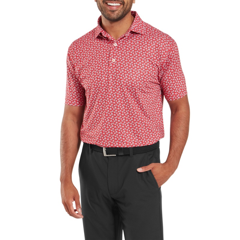 Floral Sketch Lisle – White/Hibiscus