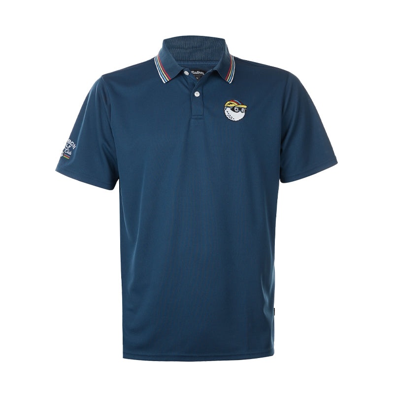 MALBON GOLF Tour de Buckets Performance Mens Polo (Navy)