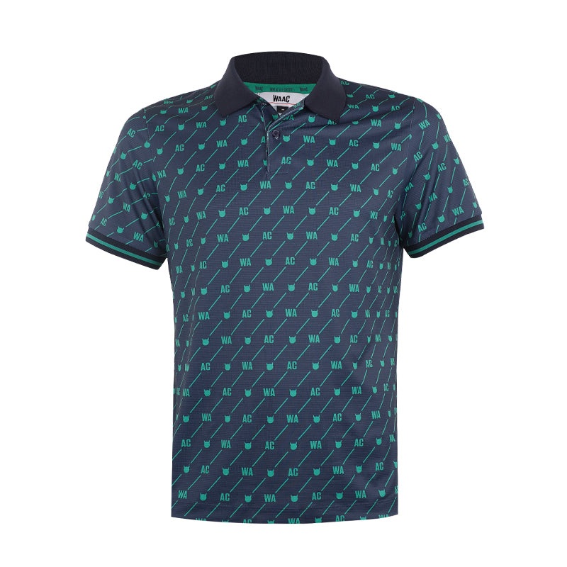 WAAC Korea Oblique Print Men’s Polo (Black/Green)