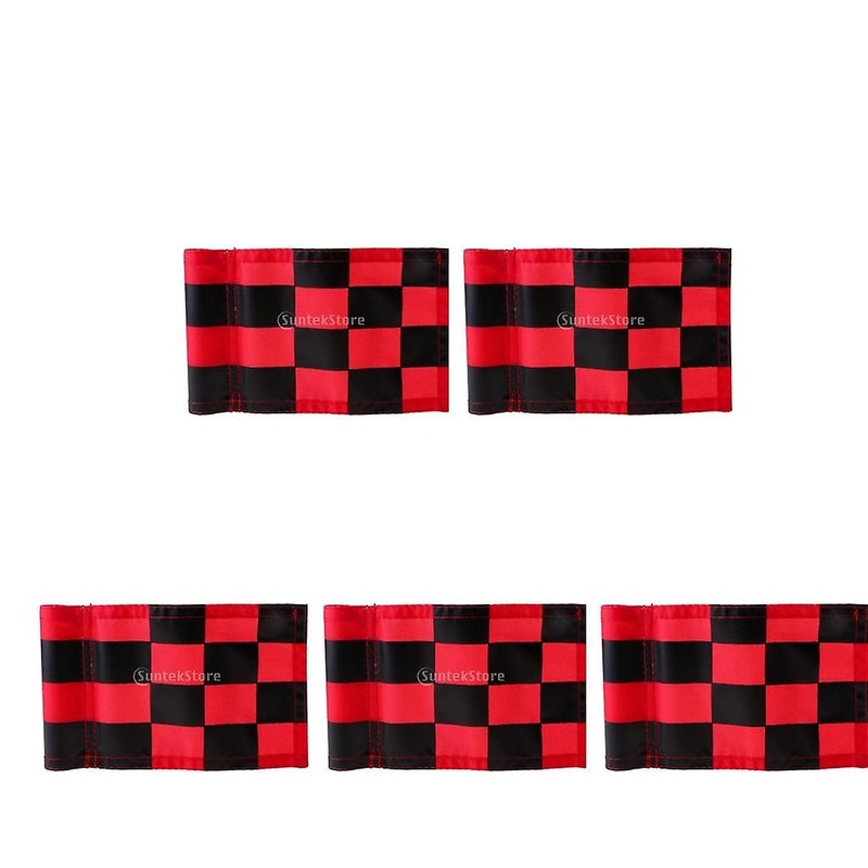 5 Pieces Portable Nylon Golf Target Flag Backyard Outdoor Practice Aid Black-Red