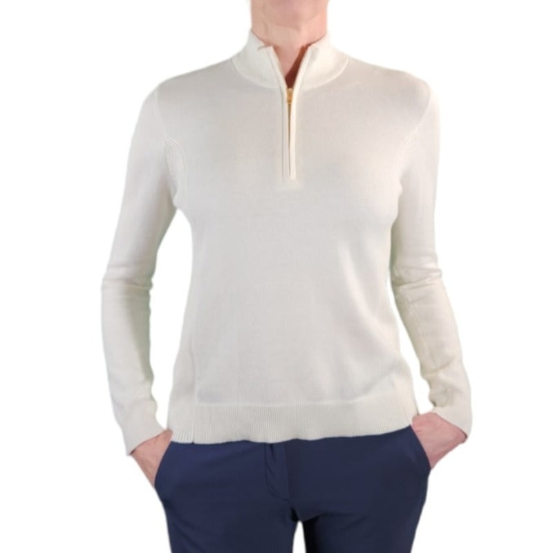 Alashan Cashmere Birdseye Zip Sweater – Ivory