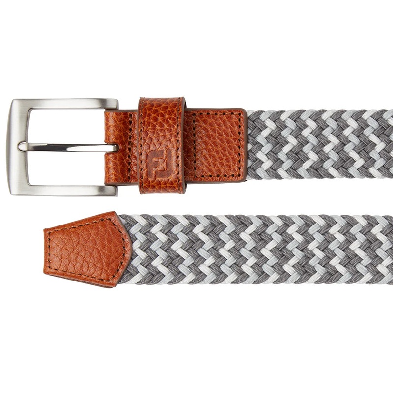 FootJoy Braided Belt – Gravel/Grey/White