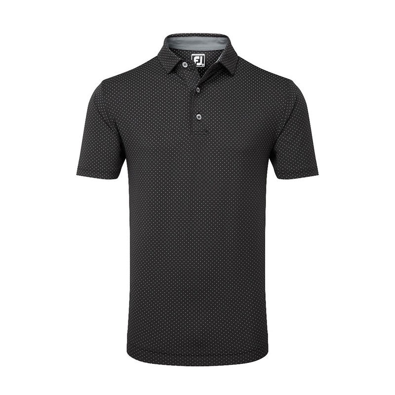 FOOTJOY Stretch Lisle Dot Print Men’s Polo (Black)