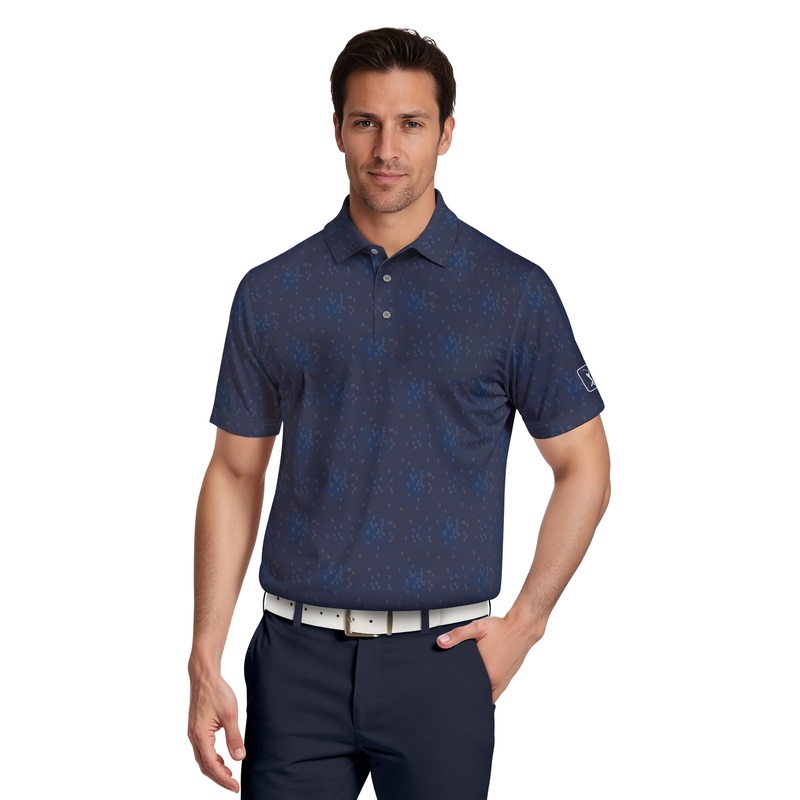 Men’s All-Over Tossed Geo Print Golf Polo