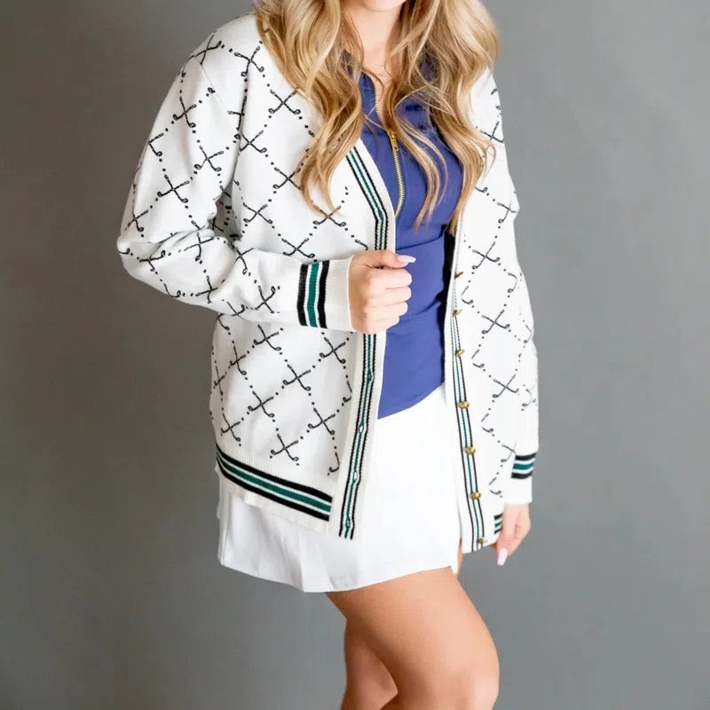 Club Special Golf Cardigan – White/Black