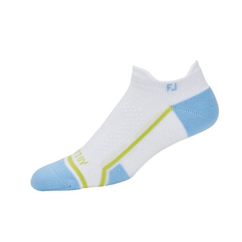 FootJoy Tech D.R.Y Women’s Roll Tab Socks – White/Blue/Lime