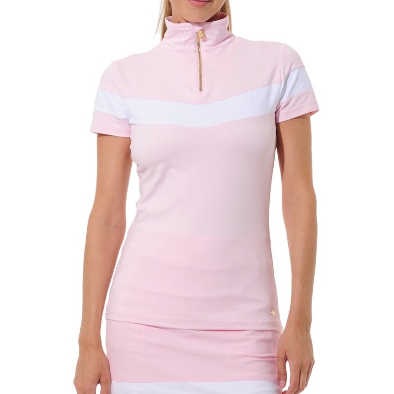 MDC S/S Zip Mock Neck Top – Macaron