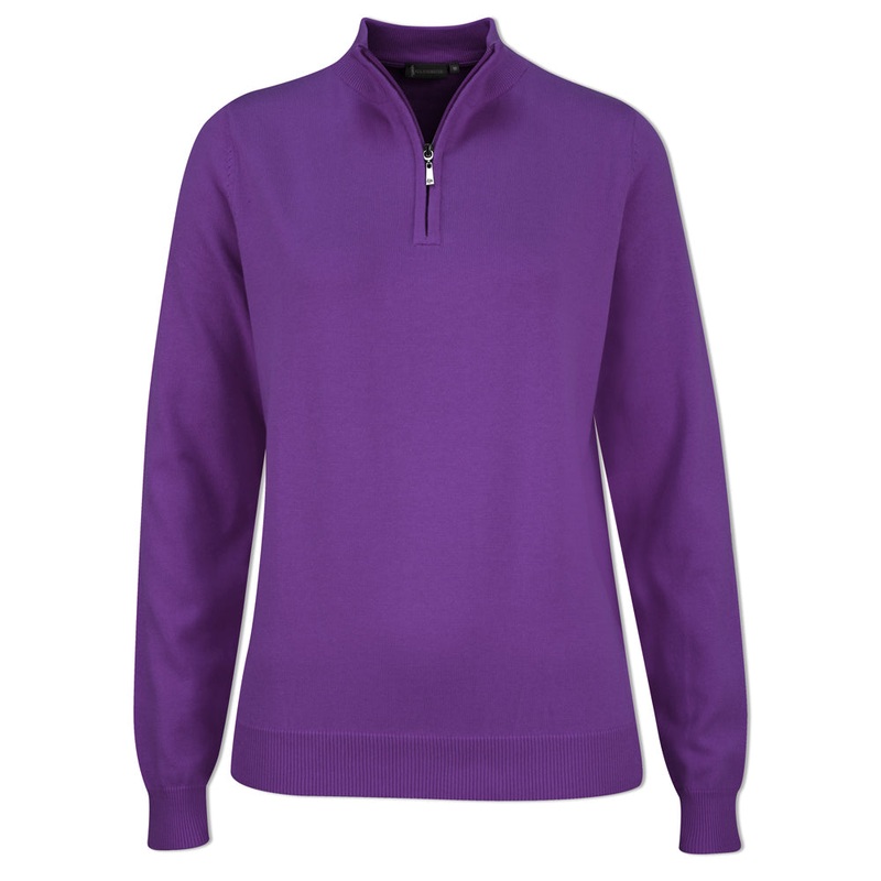 Glenmuir Ladies 100% Cotton Half-Zip Sweater in Royal Purple