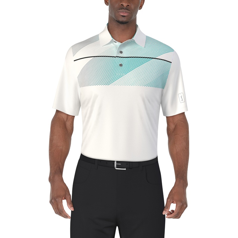 Men’s Asymmetric Stripe Print Polo