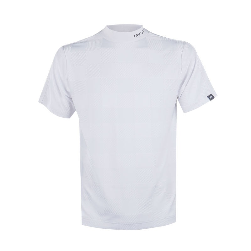 FOOTJOY Checkered Jacquard Men’s Mock Shirt (White)