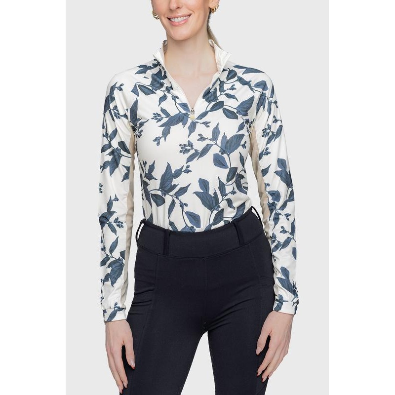 Kastel Lithograph L/S Top – Indigo Leaf Print