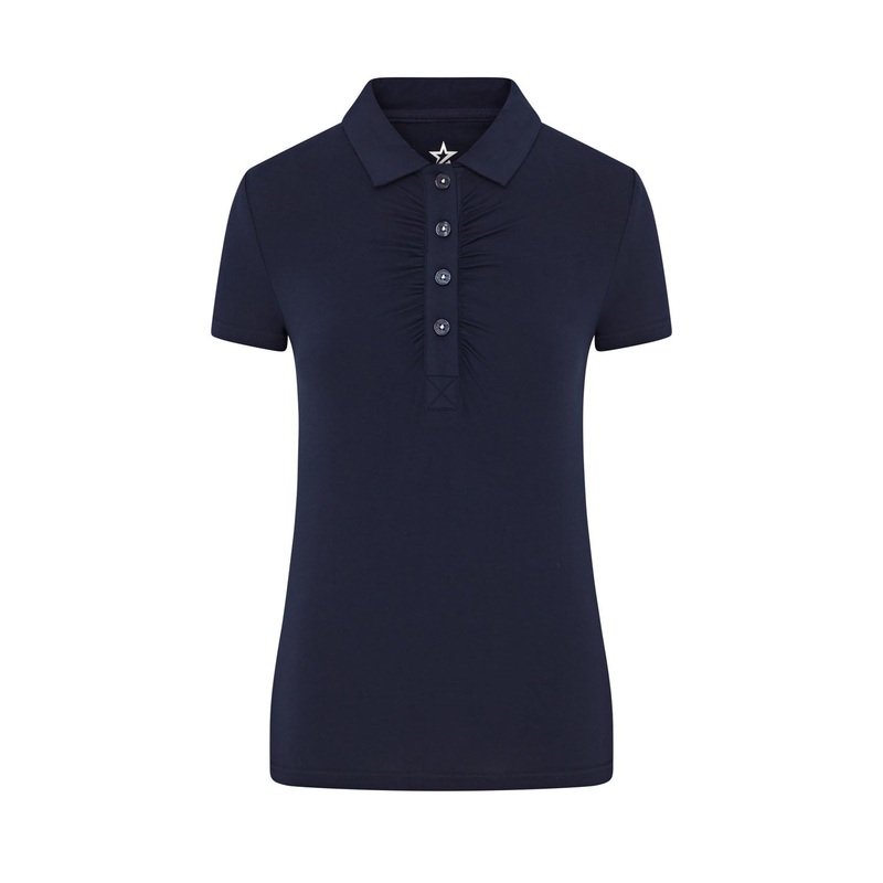 Swing Out Sister Ladies Ultra-Soft Stretch Short Sleeve Polo in Navy Blazer