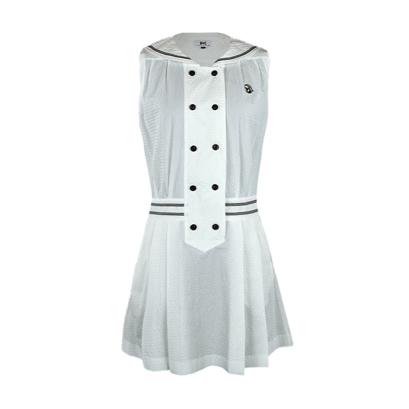 WAAC Korea Seersucker Sleeveless Dress (White)