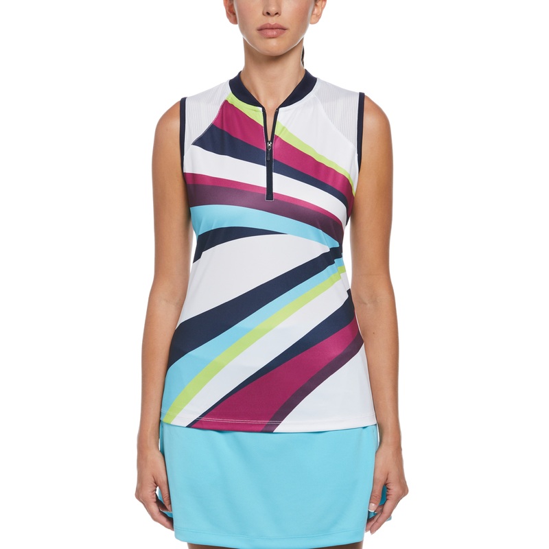 Women’s Stripe Golf Top with Back Mesh Insert