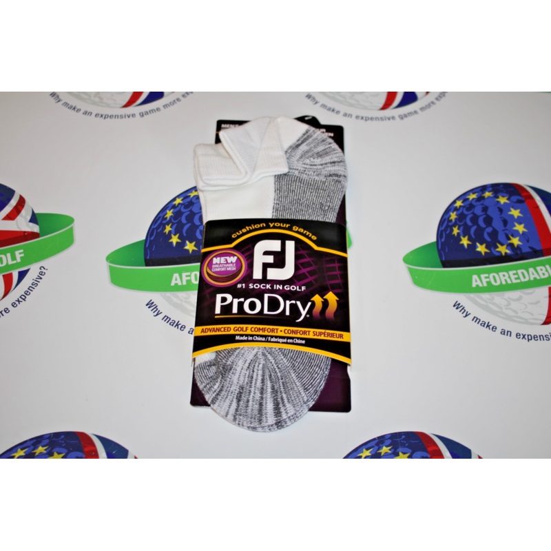 Footjoy ProDry Mens Quarter Socks White/Grey Uk Foot Sizes 6-11