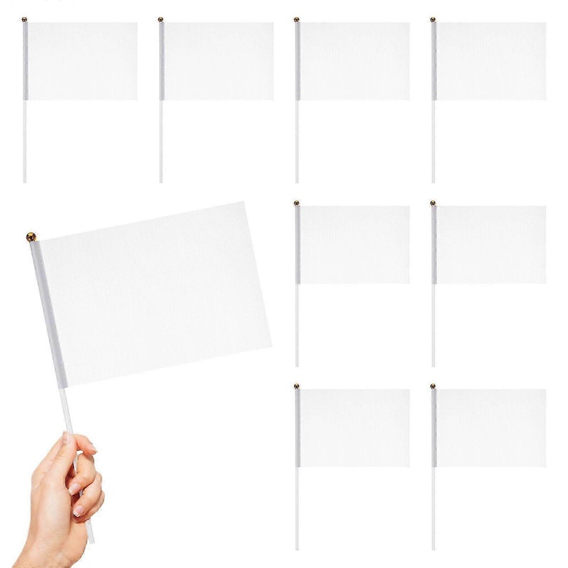 24pcs White Flags for Hand Held Waving Referee Yard Lawn Marking