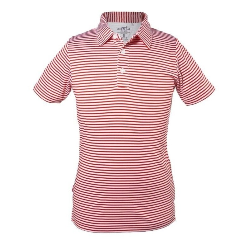 Garbinc Carson Junior Boys Polo Shirt Red/White Stripe Size Large Ages 9-10