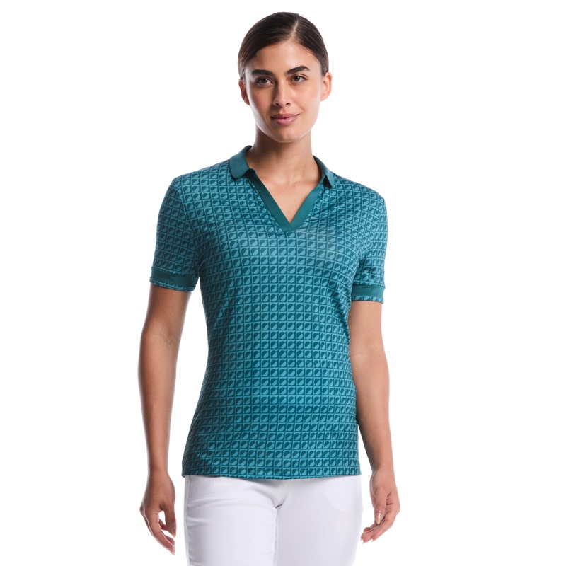 Women’s Geo Printed Polo|Atlantic Deep|Navy|XS|S|M|L|XL|XXL