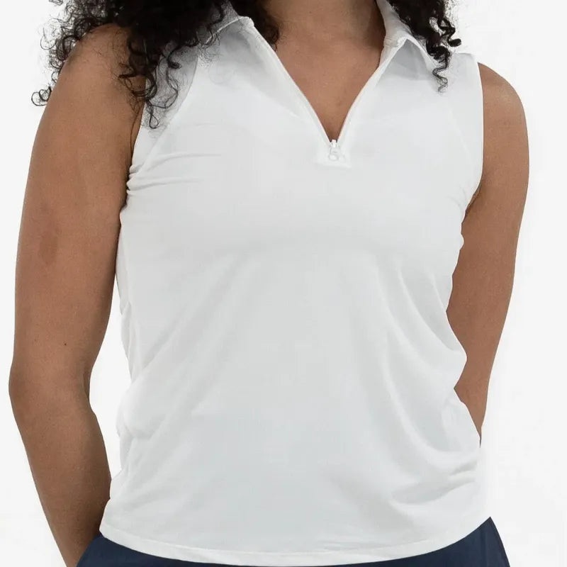 Foray Golf Zip S/L Polo – White