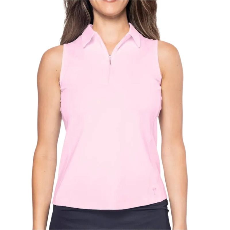 Golftini S/L Zip Tech Polo – Rose Pink