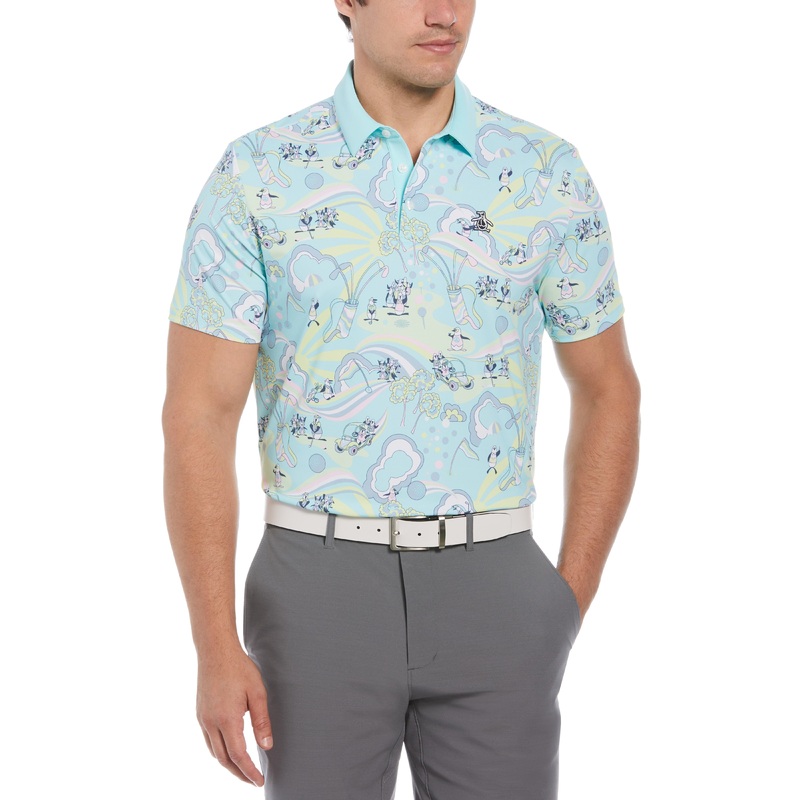 Men’s 60s Heritage Print Short Sleeve Golf Polo Shirt