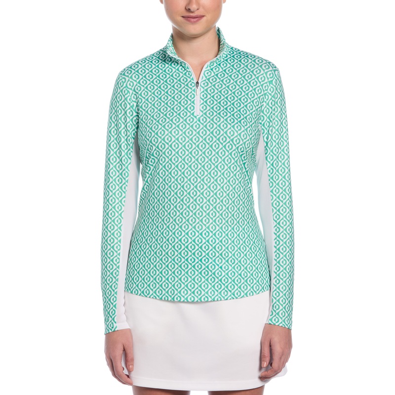 Women’s Geo Print Golf Shirt|Mint|Mint-ZZ|Mint-BE|XS|S|M|L|XL|XXL